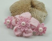 Thai silk flower barrette with lace