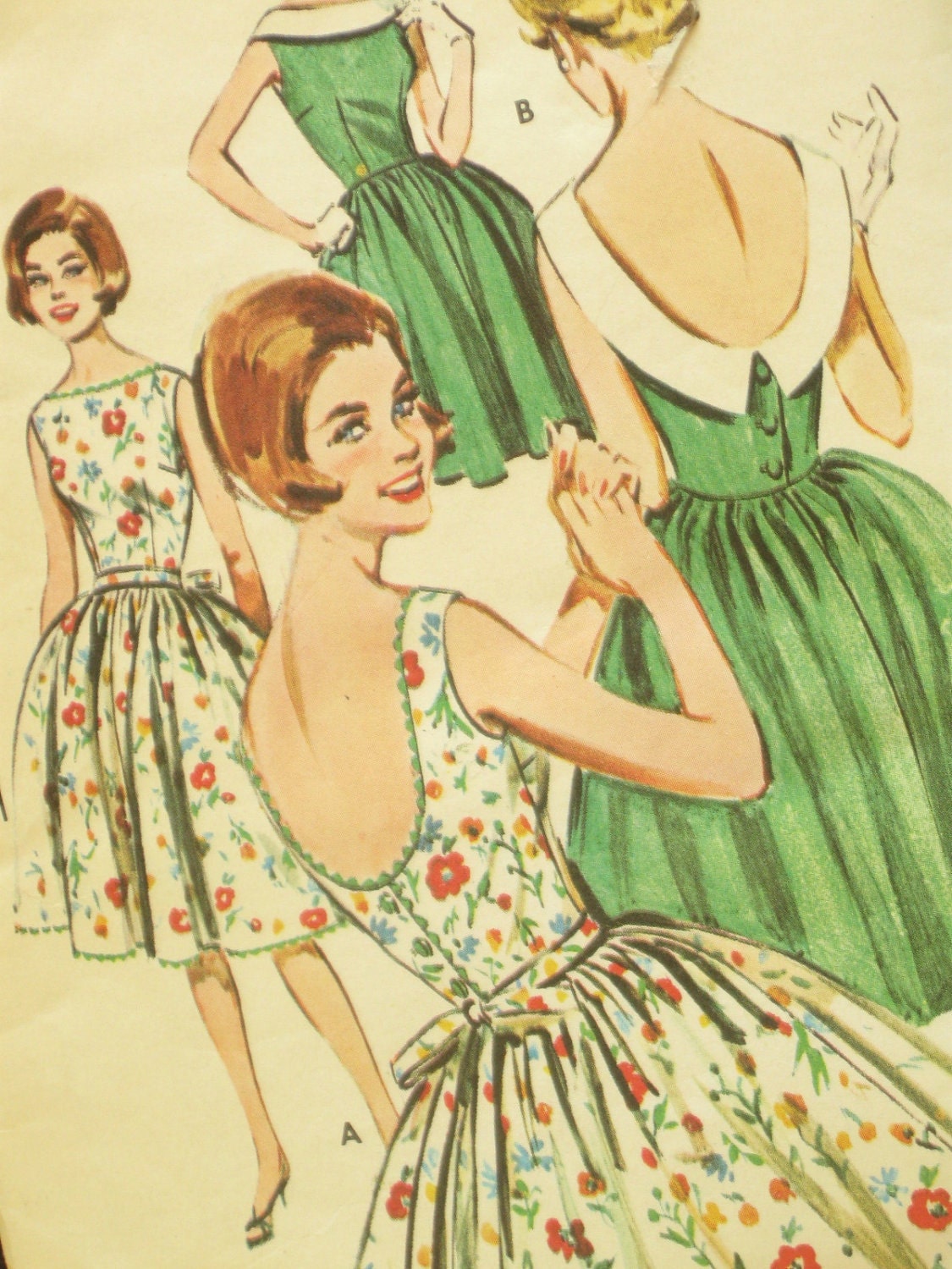 Lovely 50's Vintage Dress Pattern: Butterick 9752, Bust 38