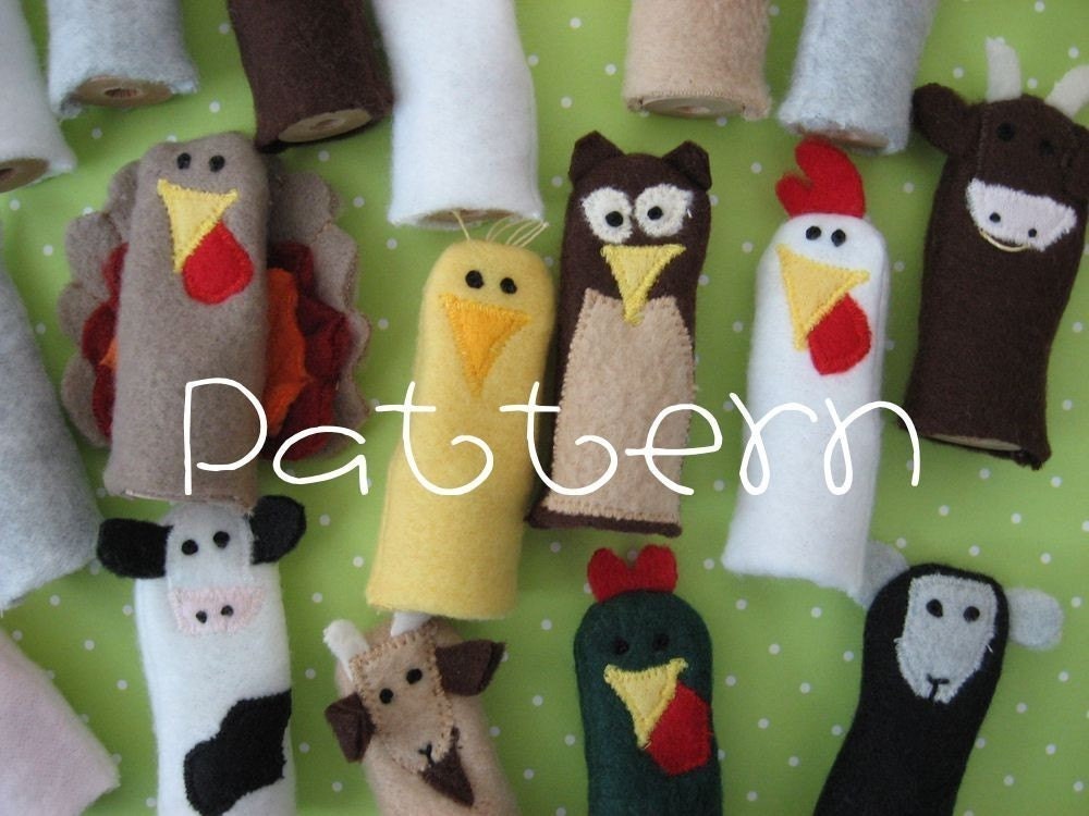 PATTERN-PDF- Barnyard Buddies- Furry Fingers Finger Puppets