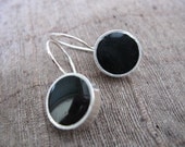 Black Classic Earrings Sterling Silver and Resin