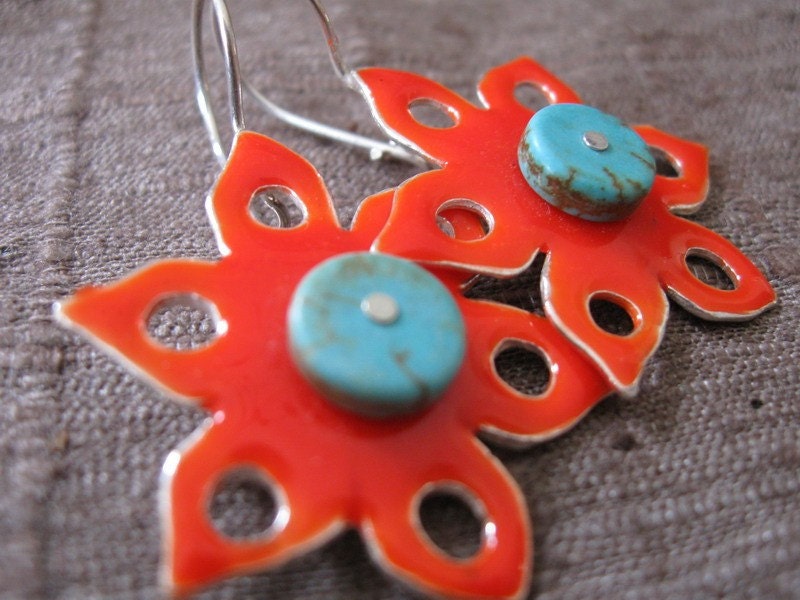 Turquoise Center Sun Earrings
