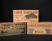 Lake Sinclair Georgia lake house cabin fishing lure boxes decor