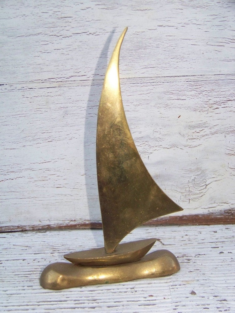 Vintage solid brass sail boat on Etsy
