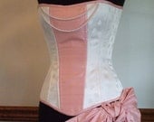 Sample SALE 20" waist Ivory Silk Corset, Steel boned, ready-to-ship