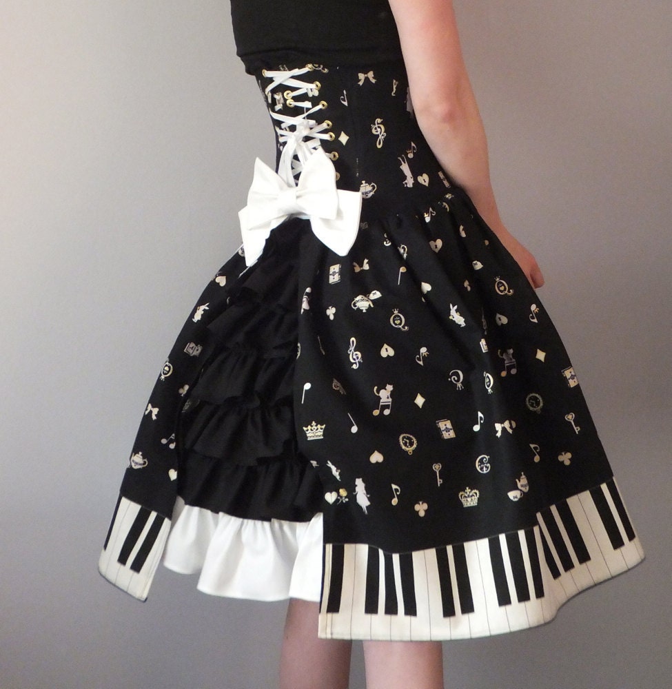 Sample SALE-  22" Waist Alice Gothic Lolita Corset Dress- underbust corset dress, steel boned, custom made