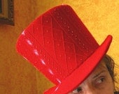 Cherry Red Beaded Knit Top Hat