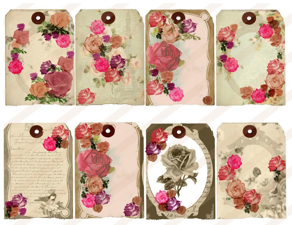 Digtial No 72 Aged Grungy Vintage France Tag Aceo Collage Sheet for Altered Art Scrapbooking