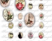 Paris Ovals - 25mm x 18mm - Charm Pendant - Digital Collage Sheet