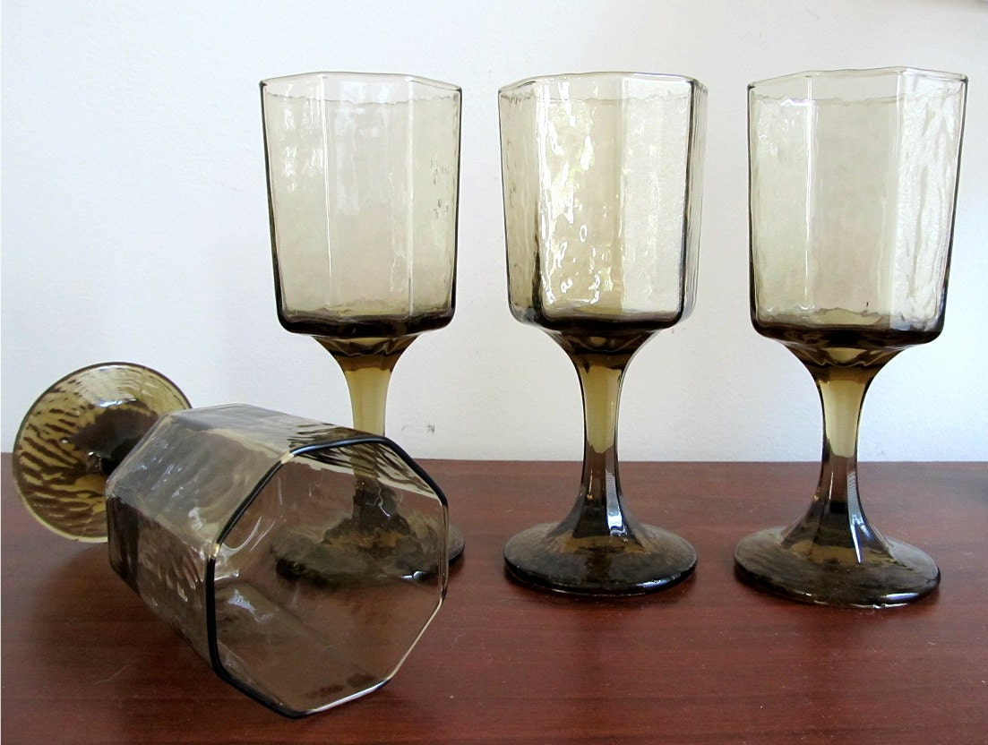 Smoky Brown Wine Glasses Set of 4