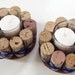 Wine Cork Votive Holders with Blue Ribbon-Set of Two