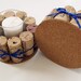 Wine Cork Votive Holders with Blue Ribbon-Set of Two