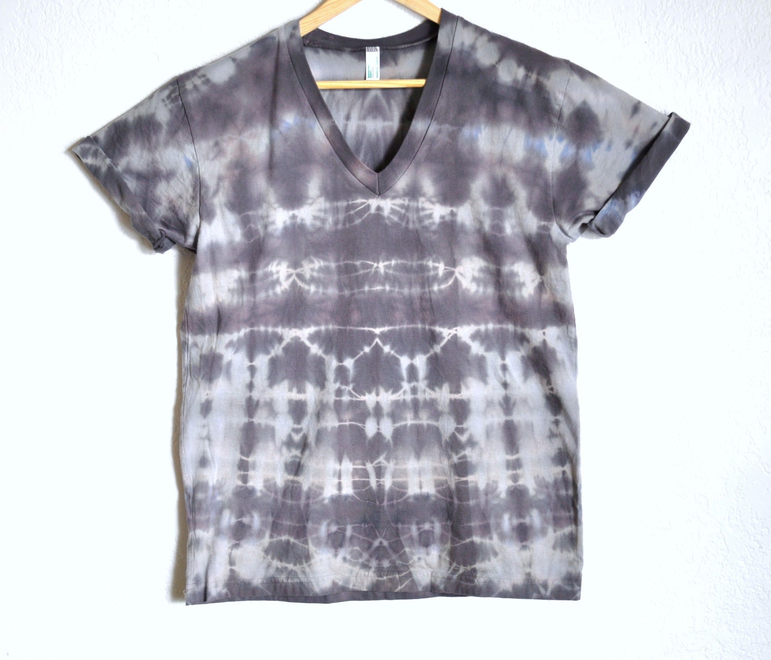 The Fractal Stone Series - Gray Hand Dyed Organic V-Neck Top