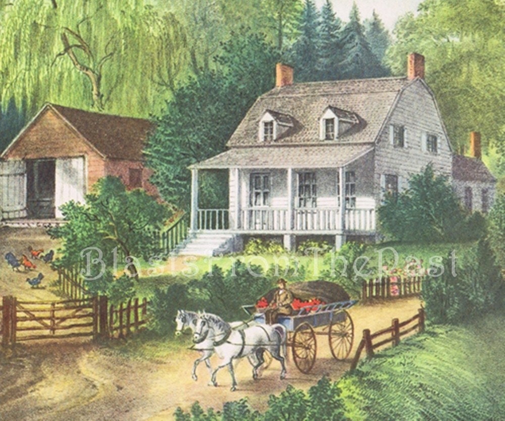 CURRIER AND IVES Vintage Print – Spring 1869 and Summer 1868