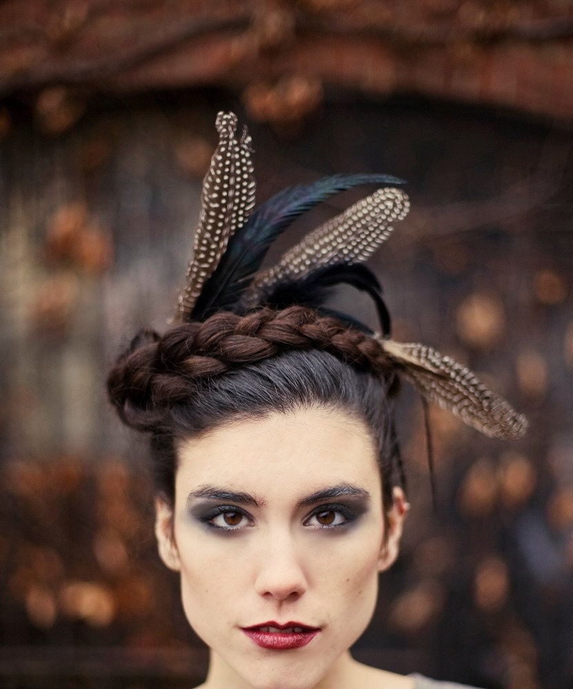 Crown of Love VI - Black feathered headpiece - captured wild