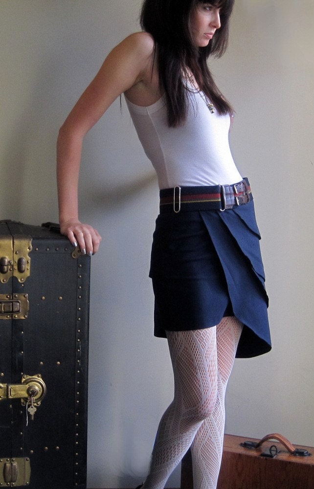 Dire situations skirted - Blue origami petal skirt - small medium large