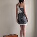 Lace dress - vintage style with one shoulder cut, ivory jersey and black lace - small medium large