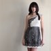 Lace dress - vintage style with one shoulder cut, ivory jersey and black lace - small medium large