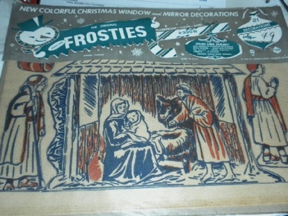 Retro 1950s Christmas Decorations Frosties Magic Stix Nativity Window ...