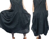 SALE 30 off - Balloon Black Long Dress