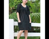 SALE 30% off - Black Cotton Short Dress XL to 3X