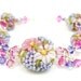 Floral Lampwork Bracelet, Glass Flower Bracelet, Glass Bead Bracelet, Pink Violet Floral Bracelet, Beaded Bracelet, Beadwork Bracelet