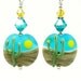 Saguaro Cactus Earrings, Lampwork Earrings, Glass Earrings, Turquoise Blue Yellow Earrings, Southwestern Earrings, Cactus Earrings