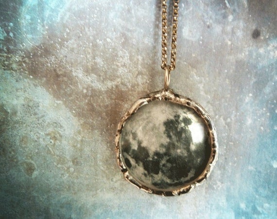 Full Moon Necklace. Sterling Silver Chain. Phases of the Moon. Double Sided. Moon Jewelry. Large Pendant