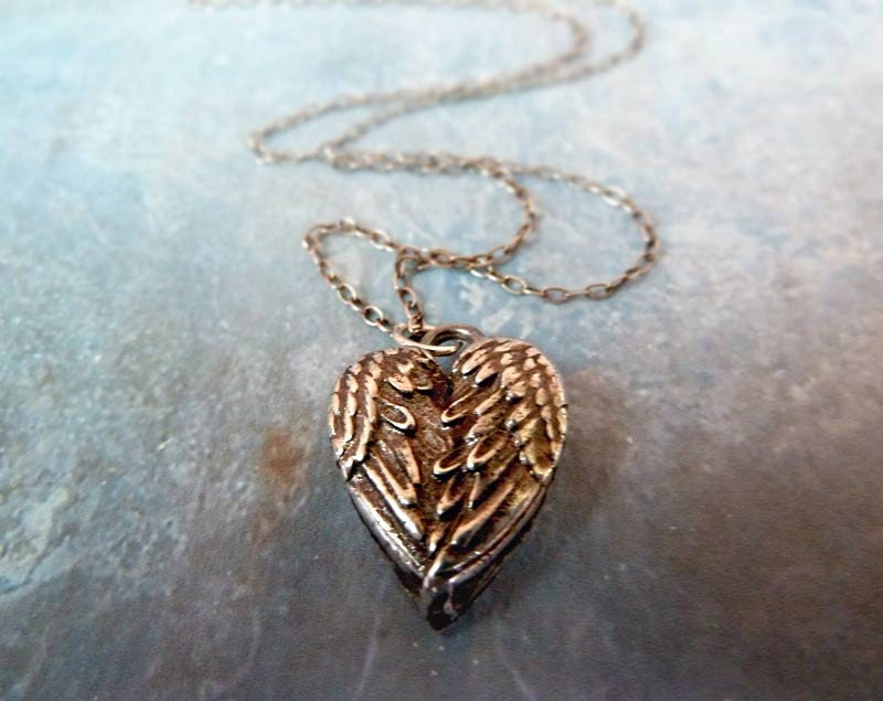Arms of the Angel. Handmade Fine Silver Wing Pendant. Mother's Day Jewelry. Angel Wing Necklace