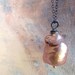 Beautiful Pink Champagne Baroque Pearl on Oxidized Sterling Silver Chain. Pearl Necklace.