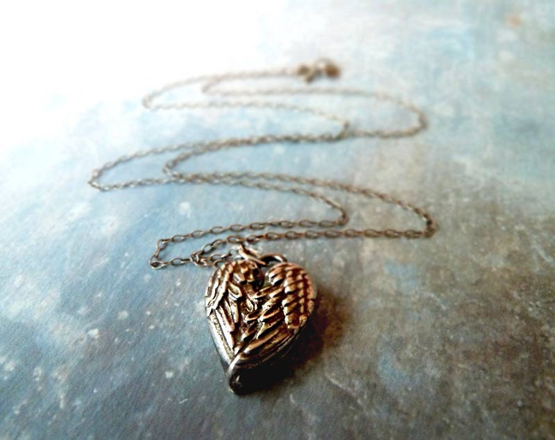 Arms of the Angel. Handmade Fine Silver Wing Pendant. Mother's Day Jewelry. Angel Wing Necklace