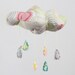Petite Fabric Cloud Mobile - "Raindrops keep falling on my head" in snowy white, sunny yellow, pale candy pink and gray