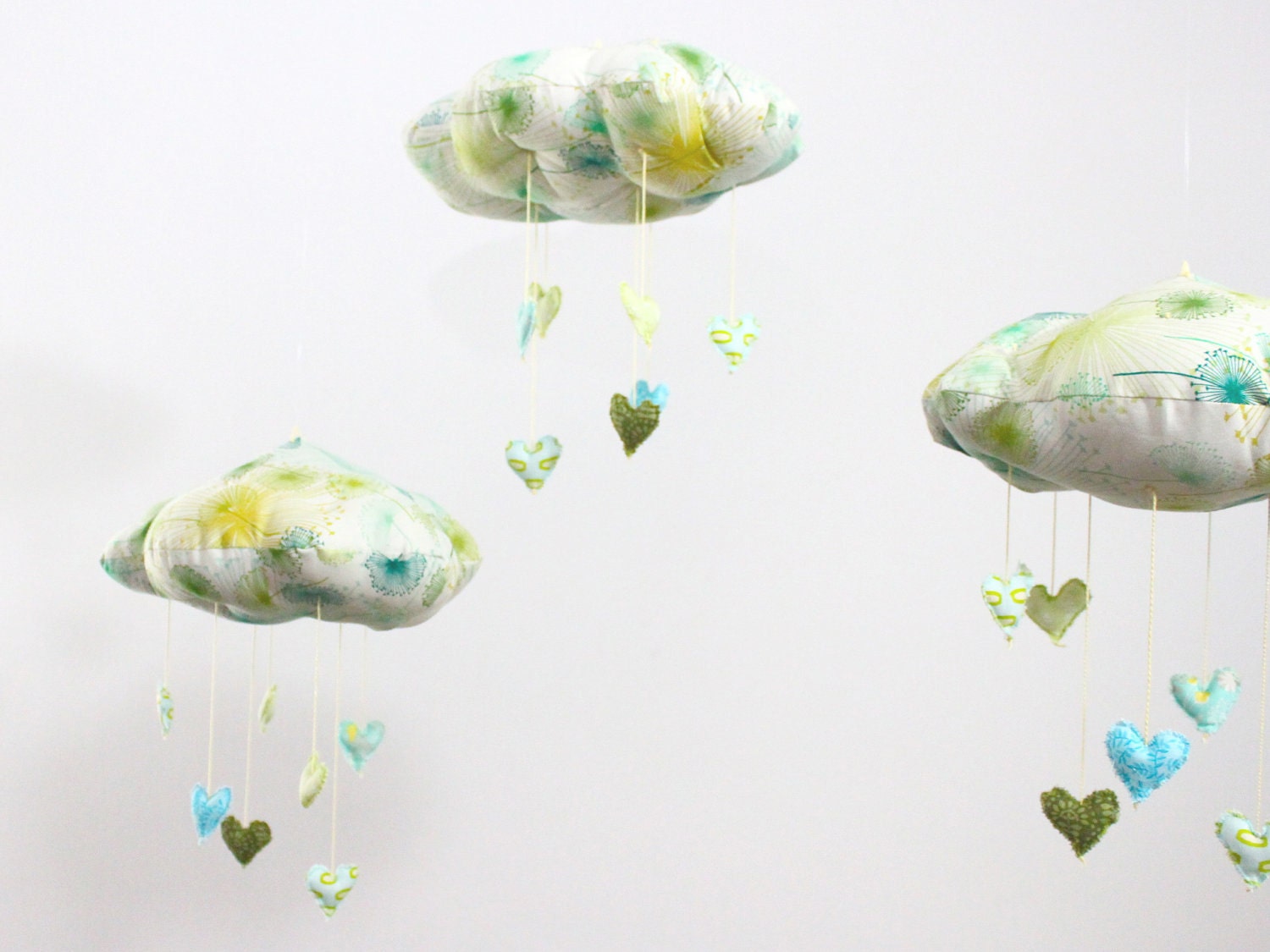 Lucky in Love - Limited Edition Cloud Heart Mobile - fabric sculpture decoration for nursery