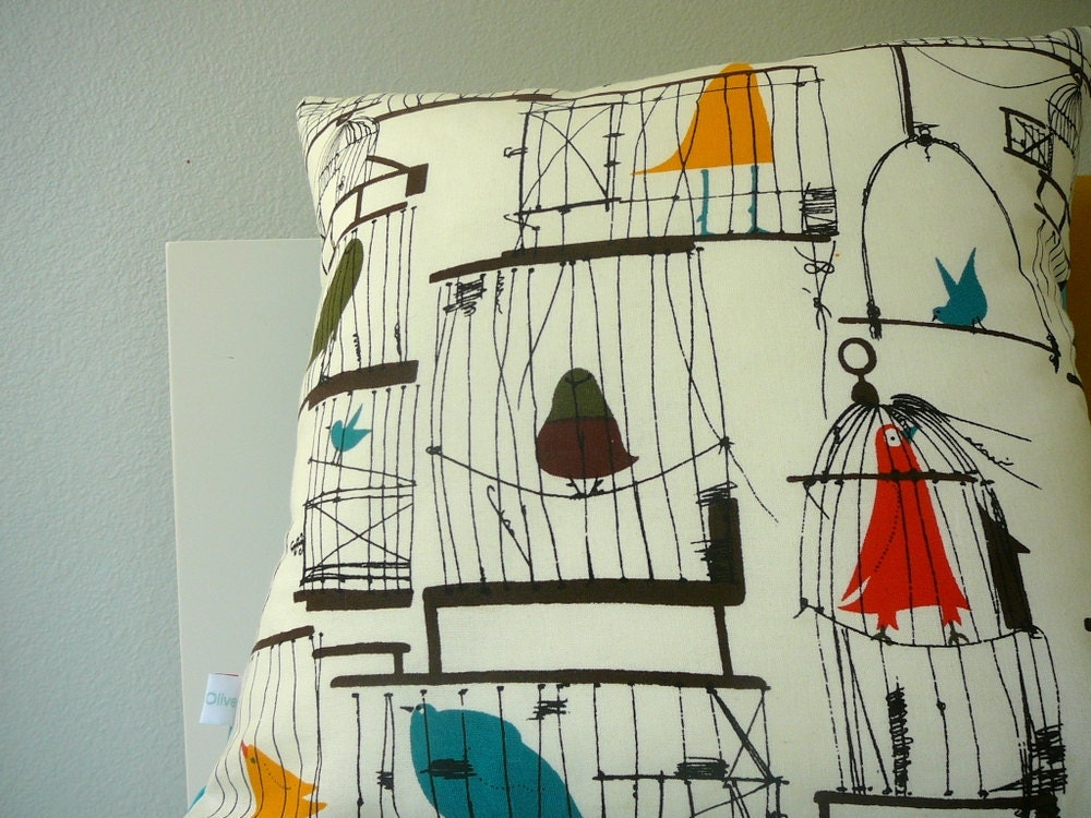 50s Birdcage - Pillow Cover