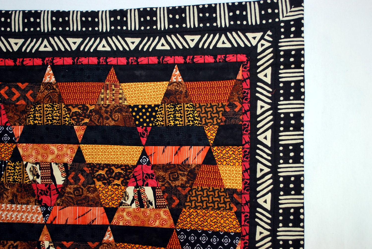 African ethnic inspired art quilt wall hanging 30" X 37"