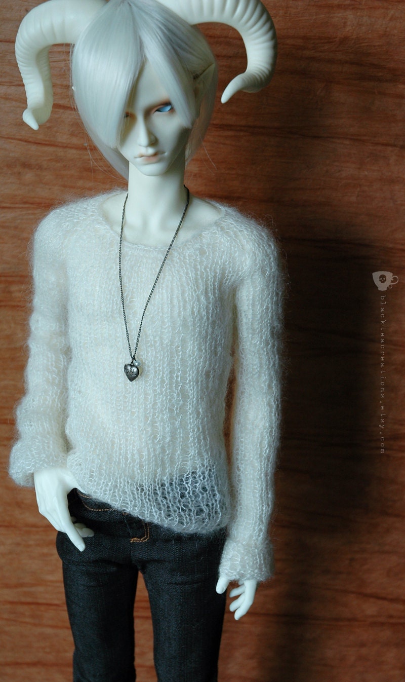 SD BJD Necklace - Heart Locket w/ Pearl - Made To Order