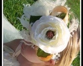 VANILLA ICING Hair Candy - Feathered Couture Headband with Flower