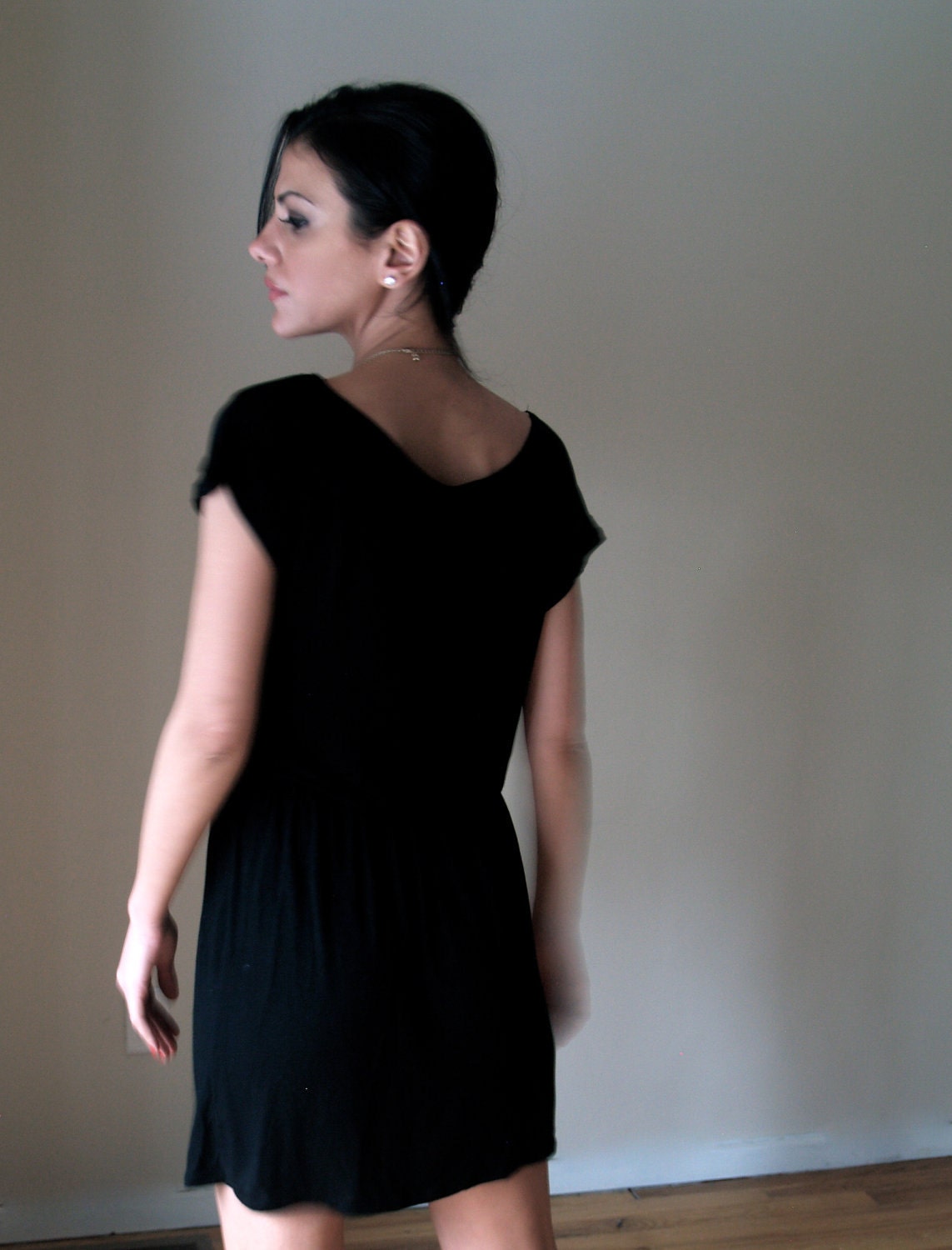 Black Tunic Party Dress with Cowl Neckline - Free US Shipping - Donation to UNICEF - Item MM-DRT13-17B1