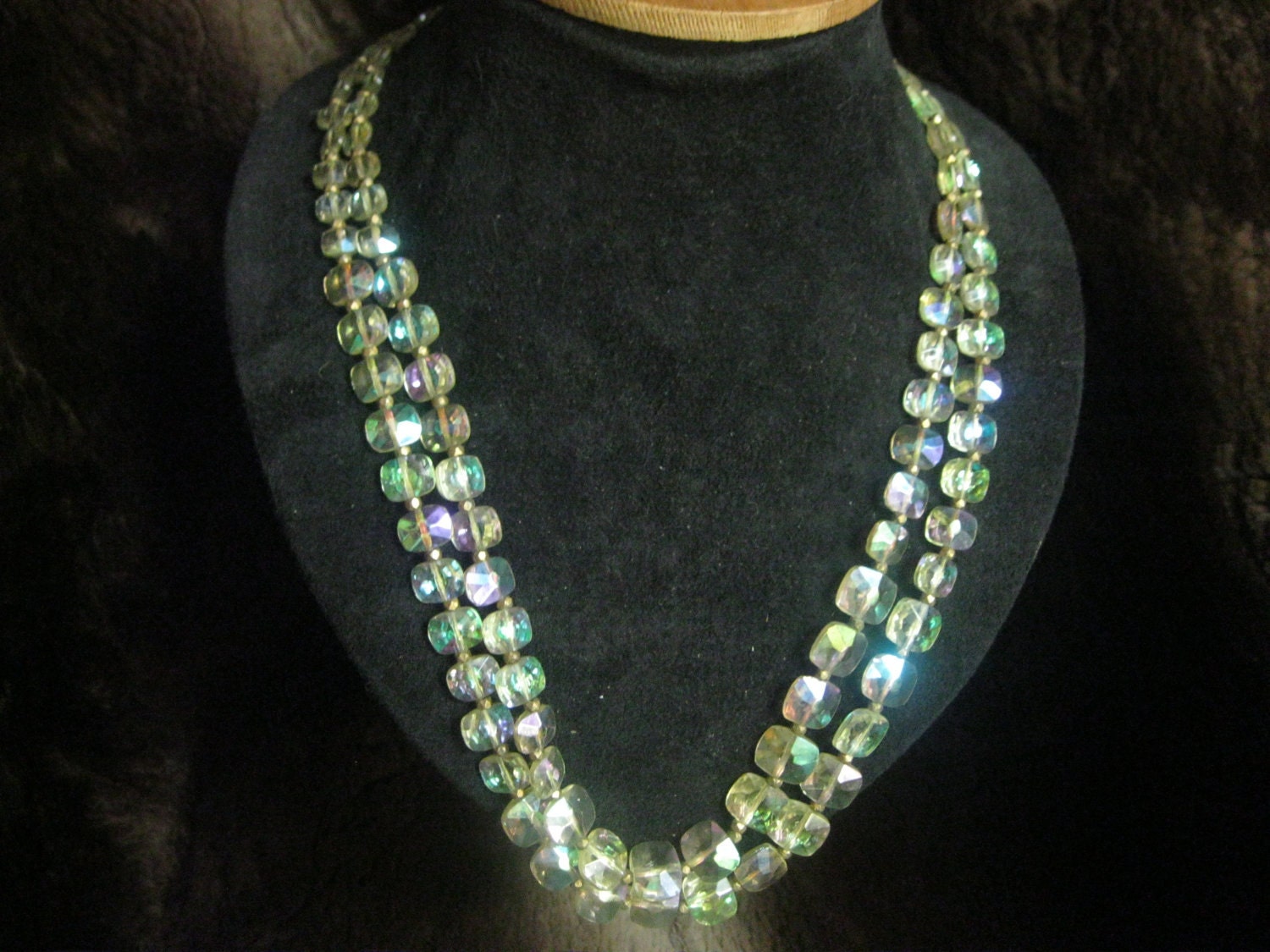 Vintage  Glass  Irridescent Square Beads by Vogue 1950