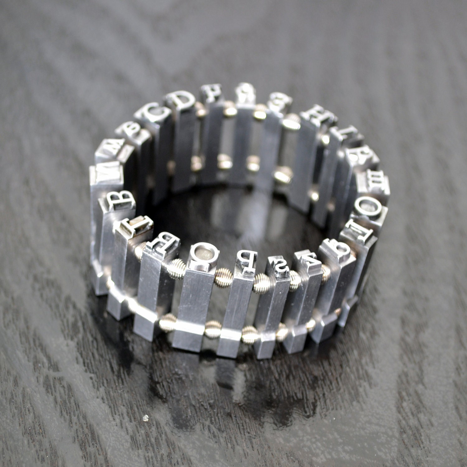 Vintage Letterpress Bracelet - Metal Type - Various letters