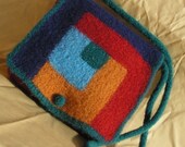 Knitting Pattern - Log Cabin Felted Purse - messenger style bag