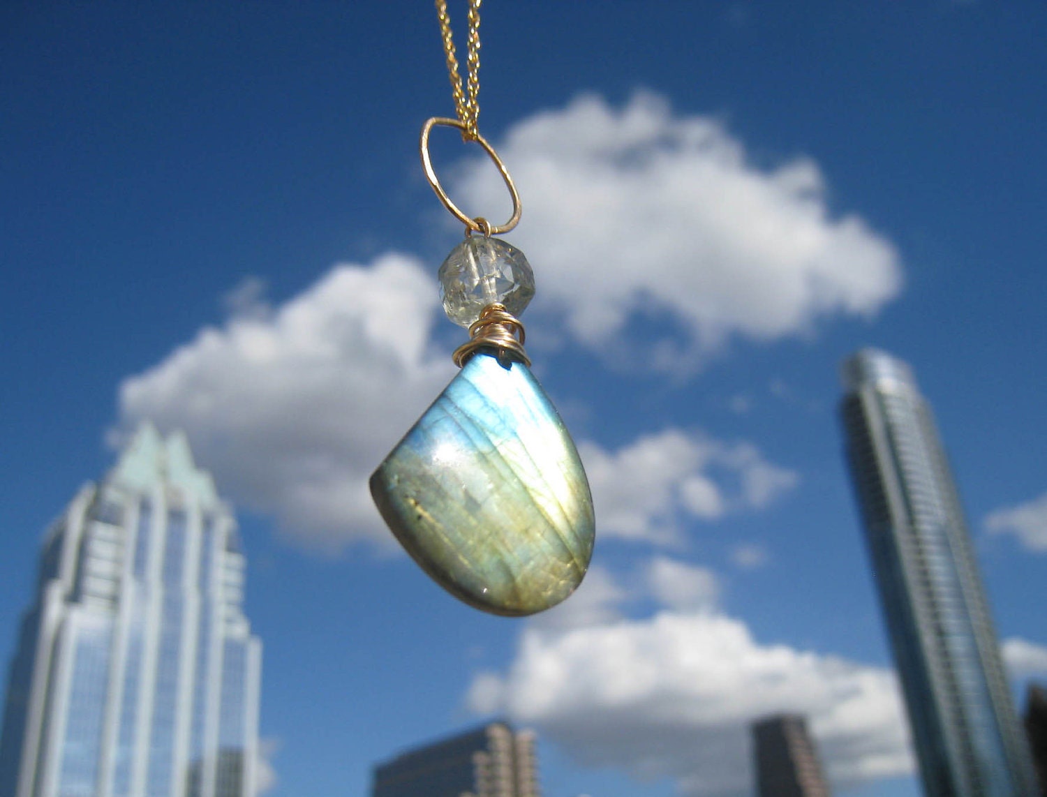 Shimmering Labradorite and Green Amethyst Necklace