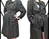 1980's Silk Polka Dot Trench Coat // RARE // Size M