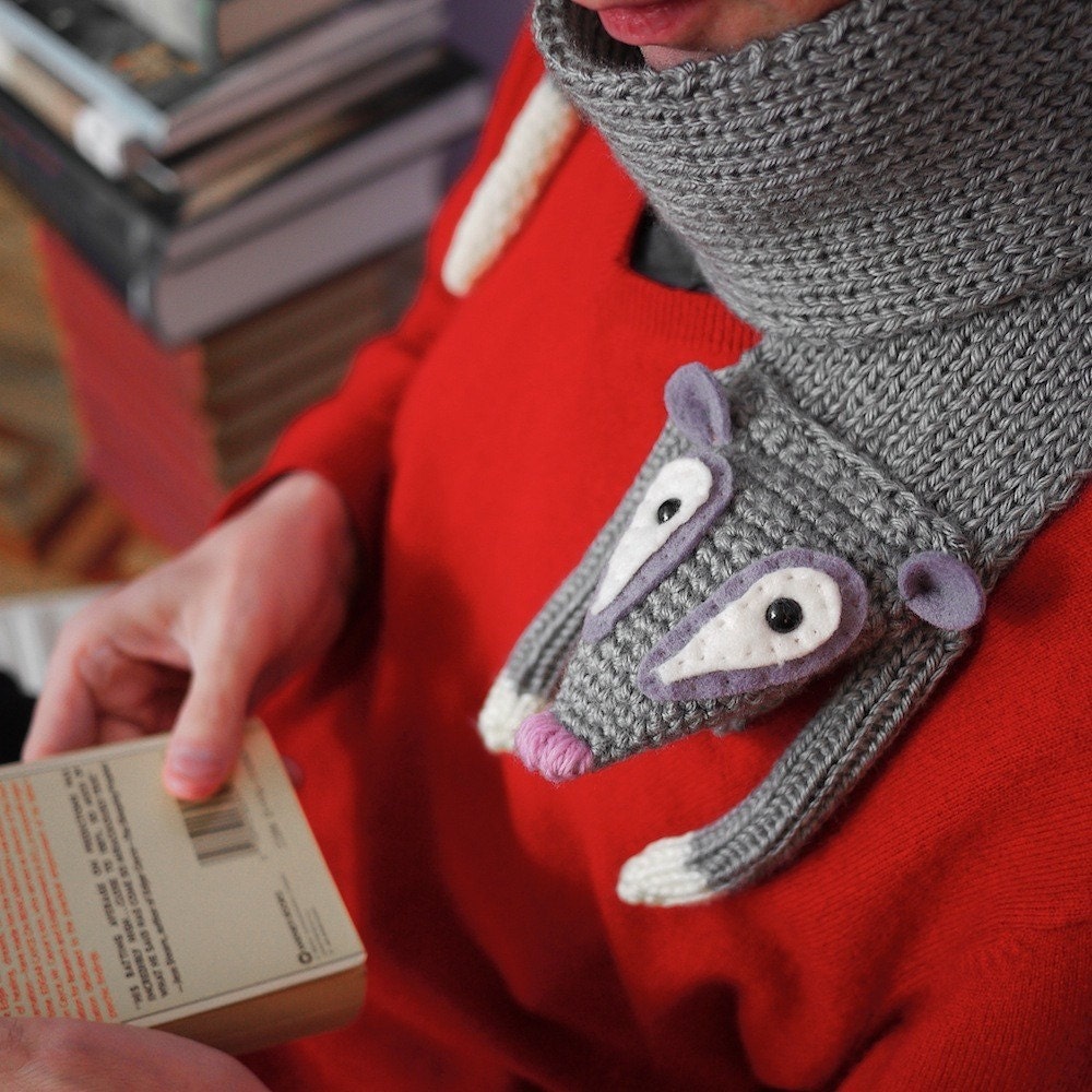 Persy the Opossum scarf -M A D E  - T O - O R D E R  -
