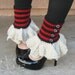 RED QUEEN hand knit striped button spats with ruffle - free shipping