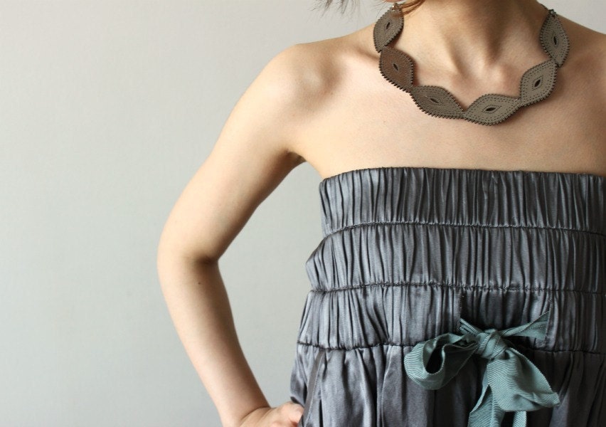 SALE ---Leather Braid Necklace with Sterling Silver Chain