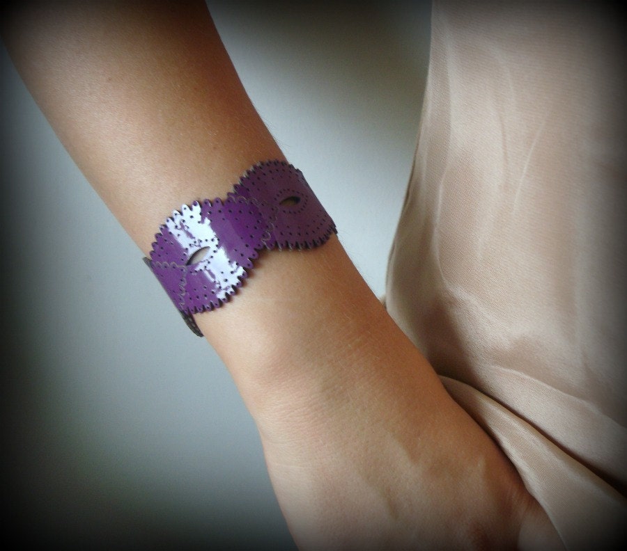 Purple Patent Leather Braid Cuff