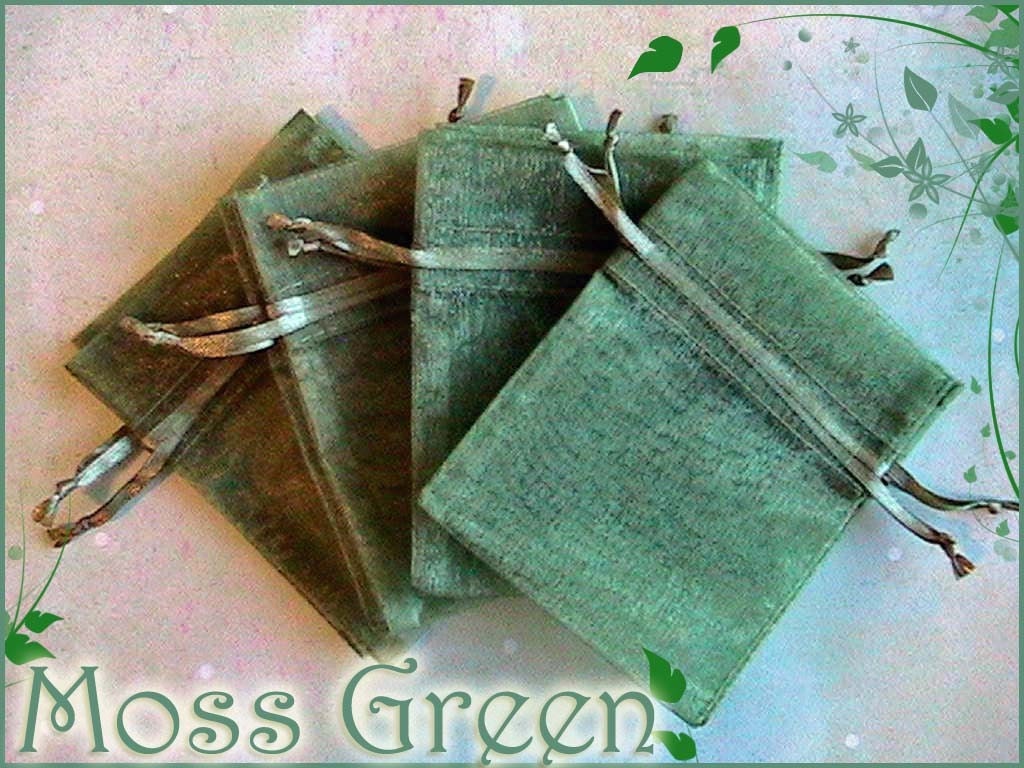 10 - 6x9 Sheer Moss Green Organza Bags - Great for Party/ Shower favors- Sachets
