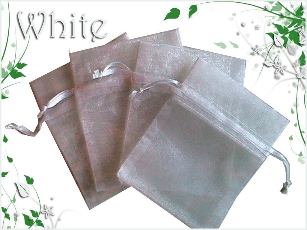 10 6x9 Sheer Pearl White Organza Bags - Great for Party/ Shower favors- Sachets