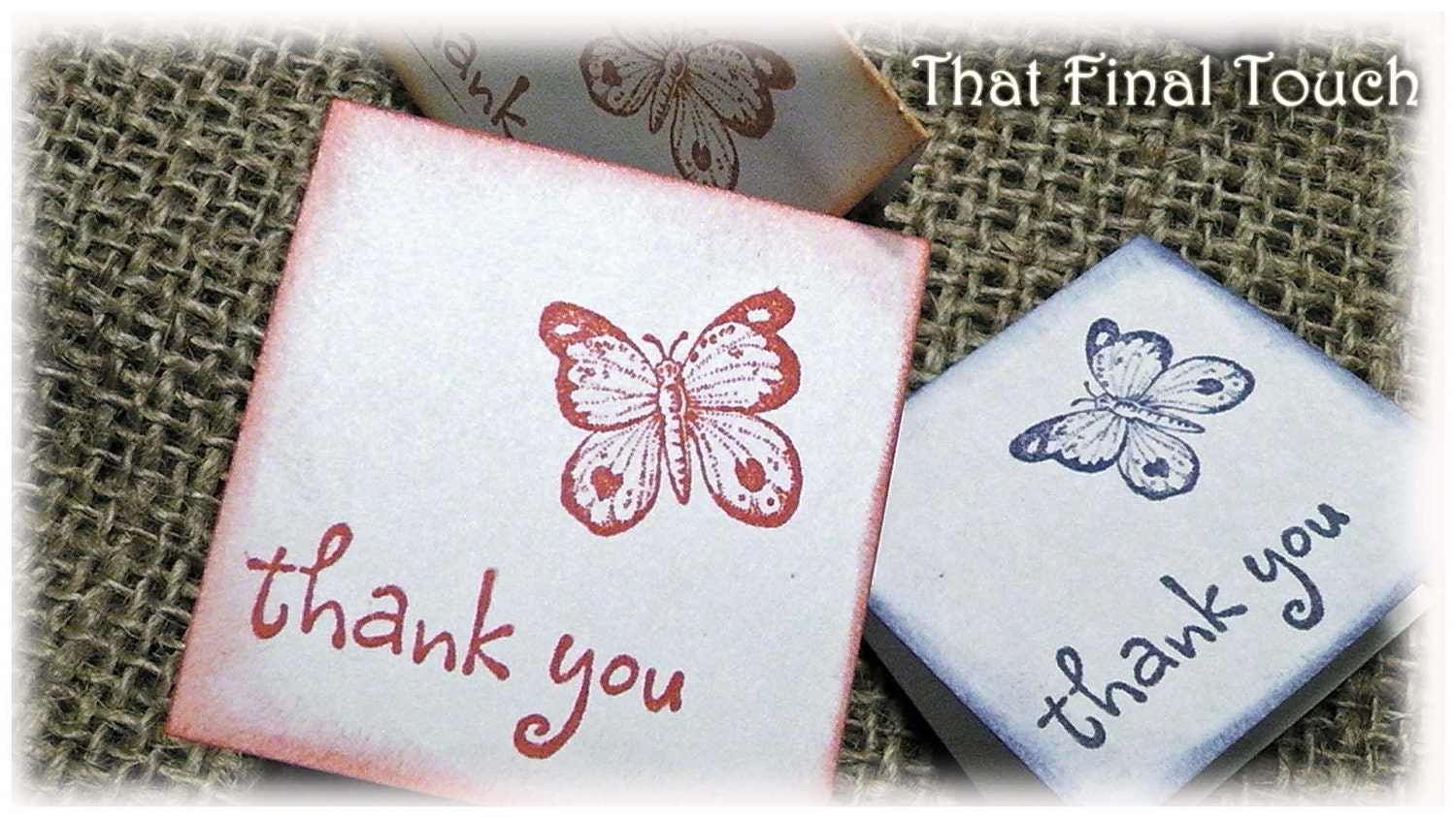 Mini Thank You Note Cards or Tags - Set of 12 - Colorful Butterflies
