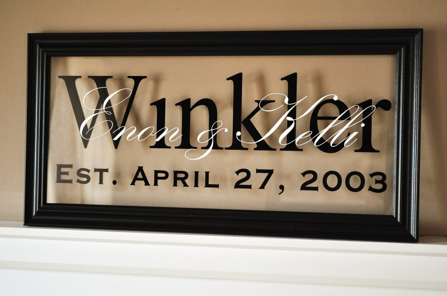 Personalized Family Name Sign Picture Frame Wall Sign 11x21